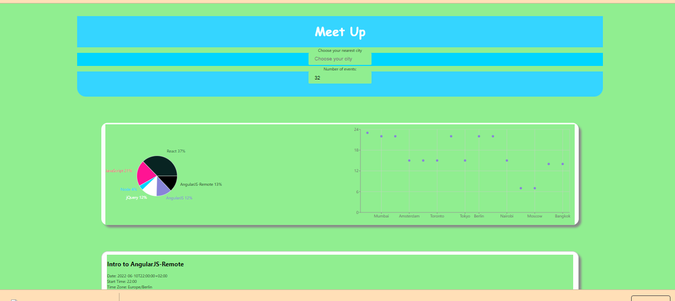screenshot of meetup start screen